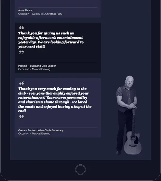 Clive Rudd Entertainer website detail